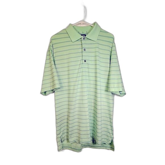 FJ FootJoy Men’s‎ Polo - Size M, Green Blue Striped Golf Sporty Versatile Preppy - Picture 1 of 6